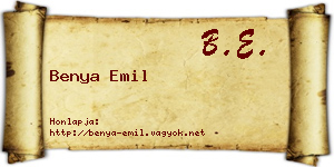 Benya Emil névjegykártya